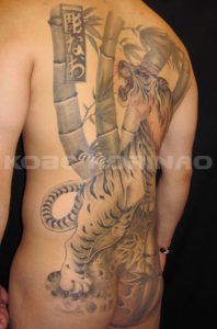 虎と竹の刺青、和彫り(Japanese Tattoo)画像