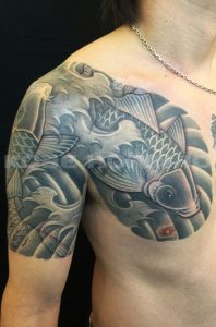 夫婦鯉の刺青、和彫り(Japanese Tattoo)画像