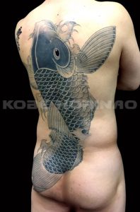 一匹鯉の刺青、和彫り(Japanese Tattoo)画像