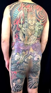不動明王と龍の刺青、和彫り(Japanese Tattoo)画像