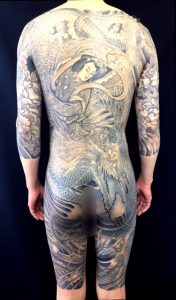 羽衣天女・龍・牡丹の刺青、和彫り(Japanese Tattoo)画像