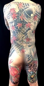 登り鯉・河童・蟹・紅葉の刺青、和彫り(Japanese Tattoo)画像