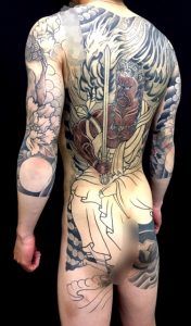 不動明王と迦楼羅炎の刺青、和彫り(Japanese Tattoo)画像