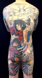 張順水門破り(迦楼羅炎の二重彫り)の刺青、和彫り(Japanese Tattoo)画像