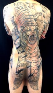 虎と竹林の刺青、和彫り(Japanese Tattoo)画像