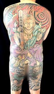 不動明王と龍の刺青、和彫り(Japanese Tattoo)画像