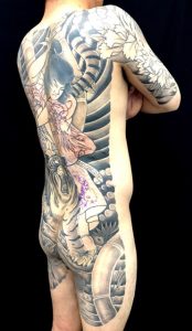 虎王丸と竹の刺青、和彫り(Japanese Tattoo)画像