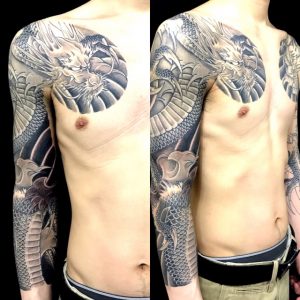 吽形の龍の刺青、和彫り(Japanese Tattoo)画像