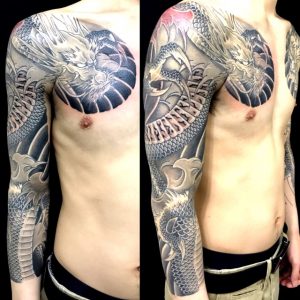 吽形の龍の刺青、和彫り(Japanese Tattoo)画像