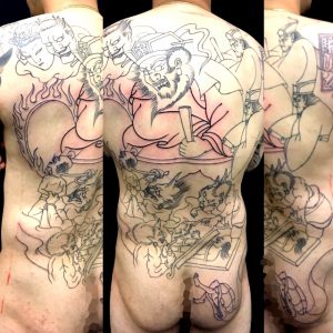 閻魔大王と地獄絵図の刺青、和彫り(Japanese Tattoo)の画像