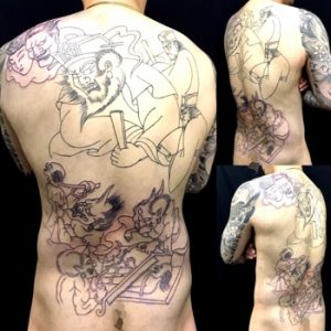 閻魔大王と地獄絵図の刺青、和彫り(Japanese Tattoo)画像