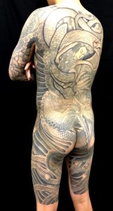 羽衣天女と龍・鳳凰の刺青、和彫り(Japanese Tattoo)画像
