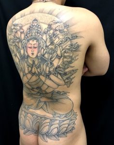千手観世音菩薩の刺青、和彫り(Japanese Tattoo)画像