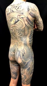 羽衣天女と龍・鳳凰の刺青、和彫り(Japanese Tattoo)画像
