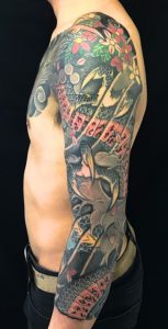 龍と桜花の刺青、和彫り(Japanese Tattoo)の画像です。