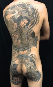 橘姫と龍の刺青、和彫り(Japanese Tattoo)の画像です。