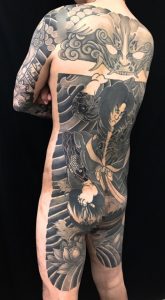張順水門破りと蓮の刺青、和彫り(Japanese Tattoo)の画像です。