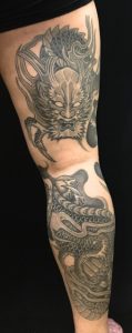 向かい龍・正面龍の刺青、和彫り(Japanese Tattoo)の画像です。