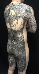 閻魔大王と地獄図の刺青、和彫り(Japanese Tattoo)の画像です。