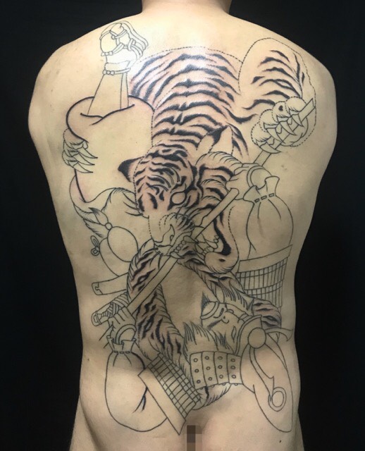 猛虎と加藤清正の刺青、和彫り(Japanese Tattoo)の画像です。