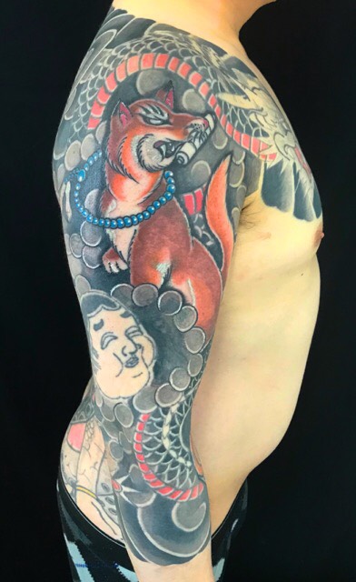龍・妖狐・おかめ ※リメイクの刺青、和彫り(Japanese Tattoo)の画像です。