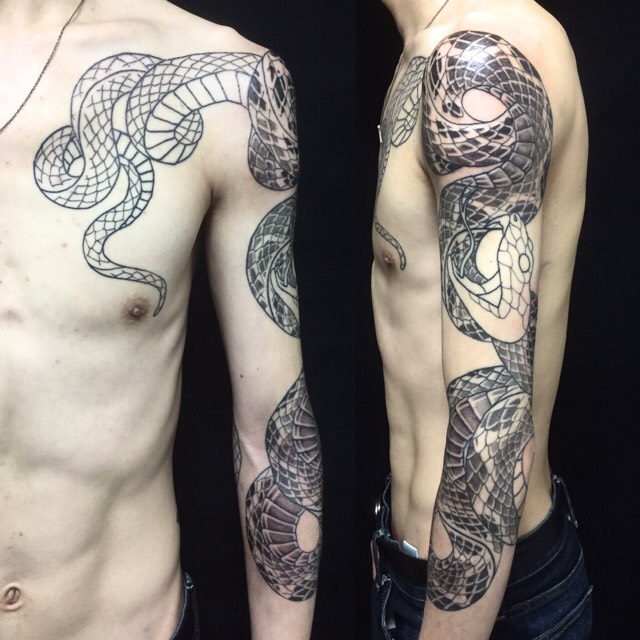 蛇の刺青、和彫り(Japanese Tattoo)の画像です。