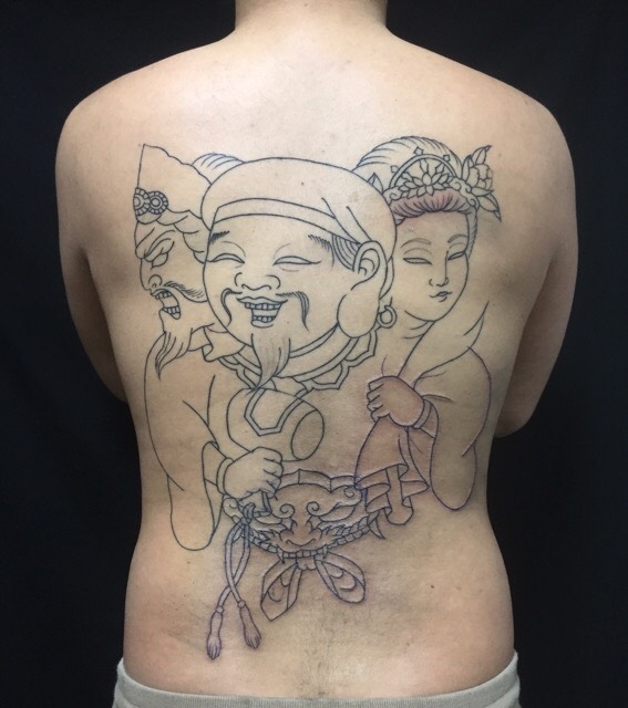 三面大黒天の刺青、和彫り(Japanese Tattoo)の画像