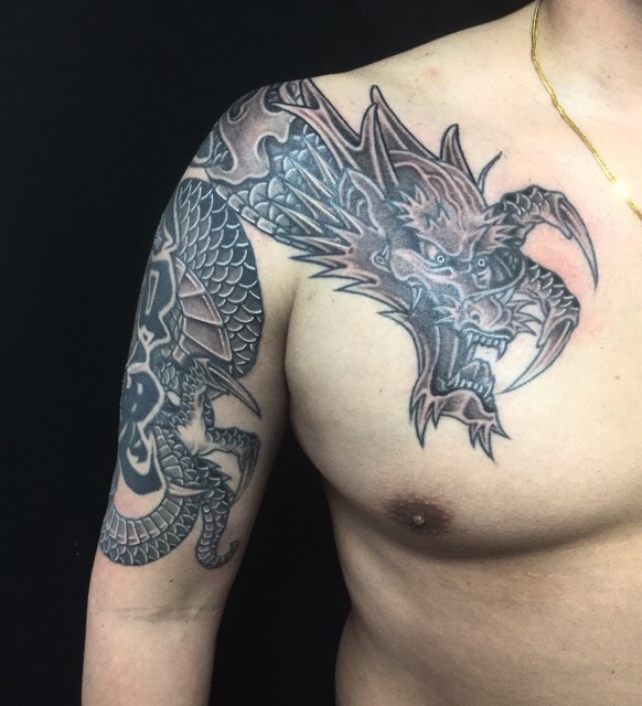龍と大和魂の刺青、和彫り(Japanese Tattoo)の画像