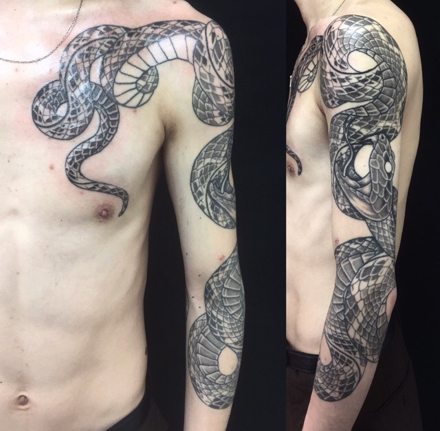 蛇の刺青、和彫り(Japanese Tattoo)の画像