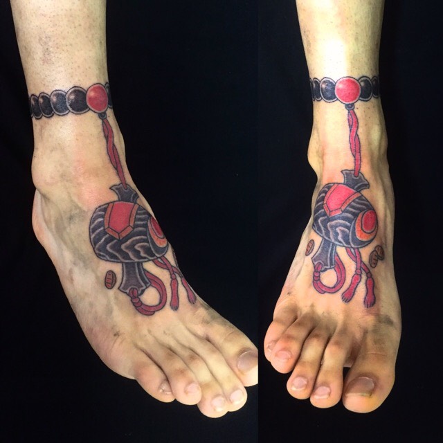 打ち出の小槌・数珠の刺青、和彫り(Japanese Tattoo)の画像