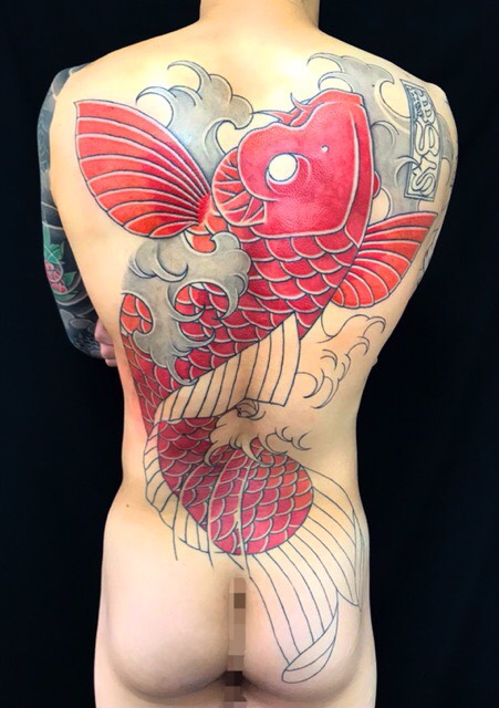 緋鯉の刺青、和彫り(Japanese Tattoo)の画像