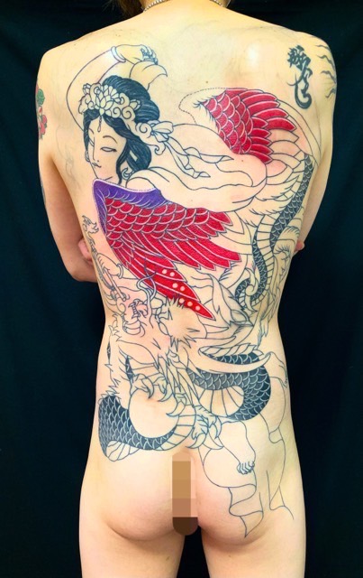 天女・龍の刺青、和彫り(Japanese Tattoo・タトゥー)の画像
