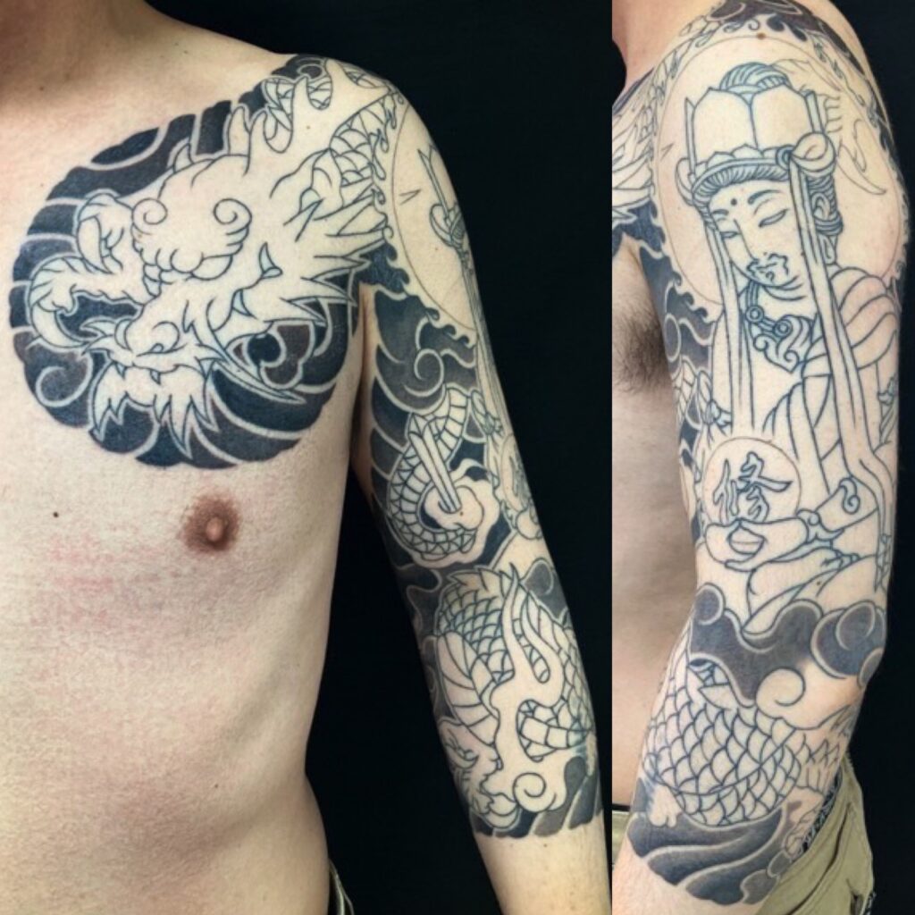 龍・大日如来・七分袖の刺青、和彫り(Japanese Tattoo・タトゥー)の画像