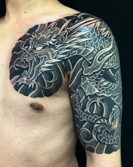 阿形の一匹龍の刺青、和彫り(Japanese Tattoo・タトゥー)の画像