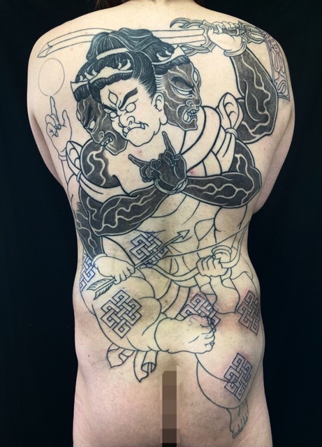 阿修羅・背中抜き彫りの刺青、和彫り(Japanese Tattoo・タトゥー)の画像