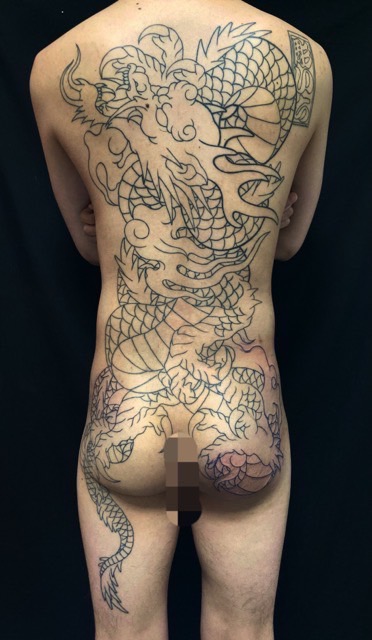 昇龍(一匹龍・阿形)の刺青、和彫り(Japanese Tattoo・タトゥー)の画像