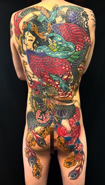 羽衣天女・龍の刺青、和彫り(Japanese Tattoo・タトゥー)の画像