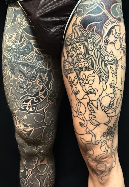 降三世明王・大威徳明王の刺青、和彫り(Japanese Tattoo・タトゥー)の画像