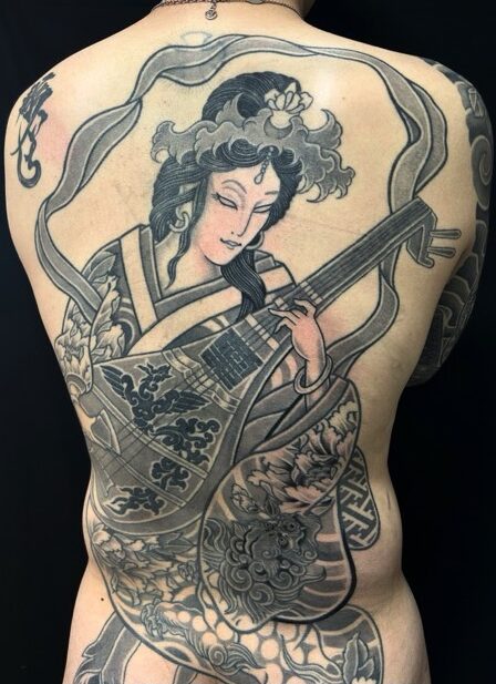 七福神 弁財天の刺青、和彫り(Japanese Tattoo・タトゥー)の画像
