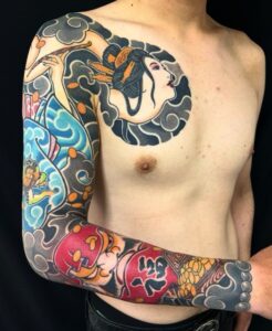 妖怪ろくろ首・縁起物尽くし(長袖)の刺青、和彫り(Japanese Tattoo・タトゥー)の画像