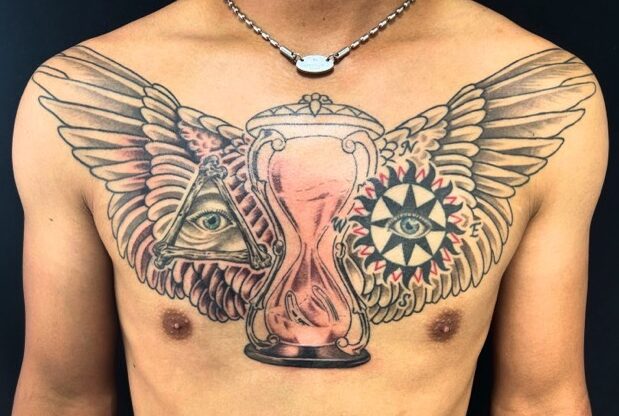 砂時計・翼・プロビデンスの眼のワンポイントTattoo(タトゥー)の画像