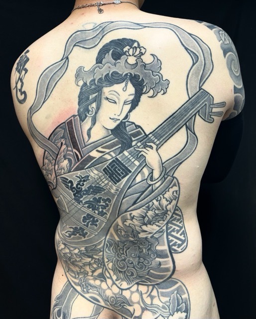 七福神 弁財天の刺青、和彫り(Japanese Tattoo・タトゥー)の画像