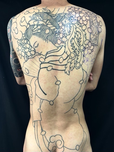 花魁・桜花の刺青、和彫り(Japanese Tattoo・タトゥー)の画像