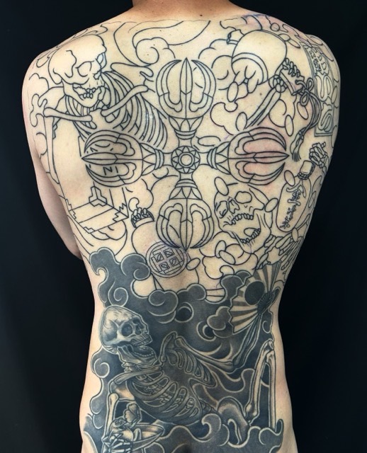 骸骨・縁起物尽くし・密教法具のワンポイントTattoo(タトゥー)の画像