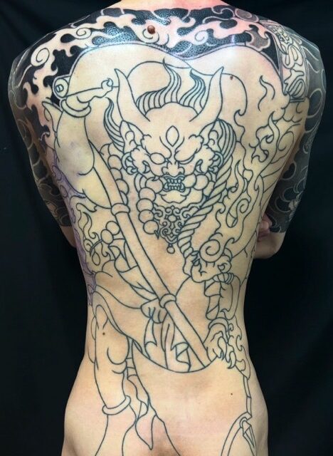 第六天魔波旬(額彫り)の刺青、和彫り(Japanese Tattoo・タトゥー)の画像