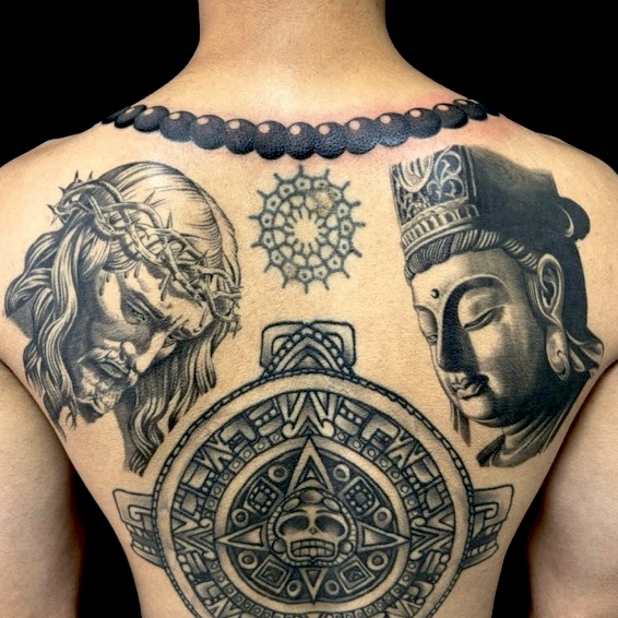 大日如来・キリストのワンポイントTattoo(タトゥー)の画像