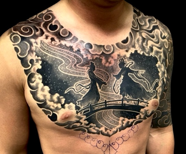 織姫と彦星・天の川のワンポイントTattoo(タトゥー)の画像