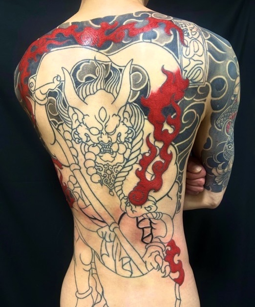 第六天魔王 波旬(額彫り)の刺青、和彫り(Japanese Tattoo・タトゥー)の画像