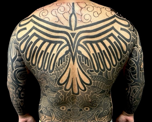 ナスカの地上絵・トライバル・和彫り額のワンポイントTattoo(タトゥー)の画像