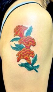 ケイトウの花のワンポイントTattoo(タトゥー)の画像